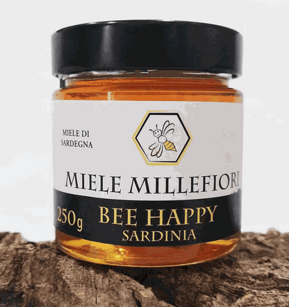 Jar of Miele di Millefiori honey showcasing unique Sardinian floral origins and seasonal natural essence