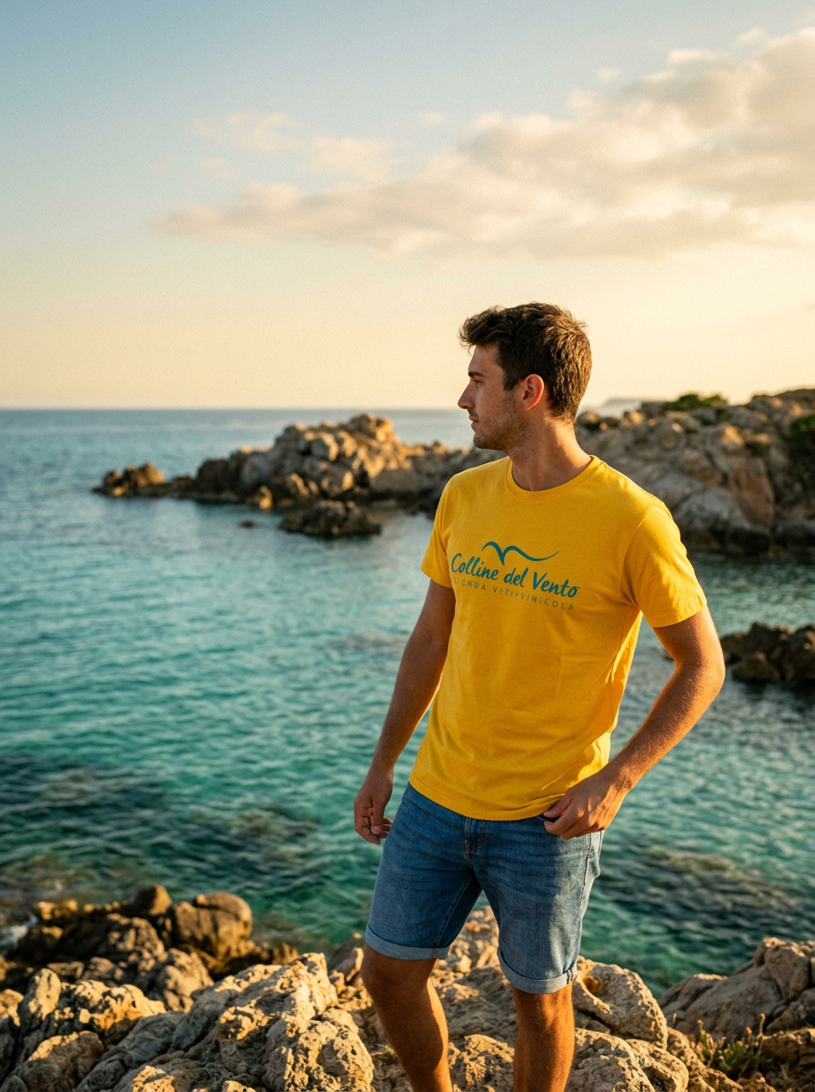 T-shirt Dolce far niente in cotone 100% giallo brillante, stile mediterraneo e comfort estivo