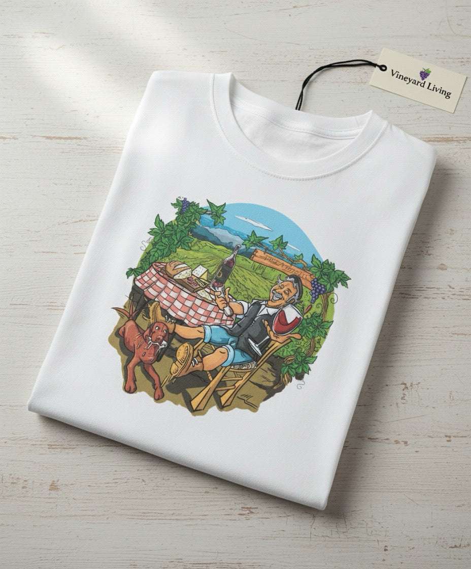 T-shirt con caricatura originale e colorata in cotone di alta qualità