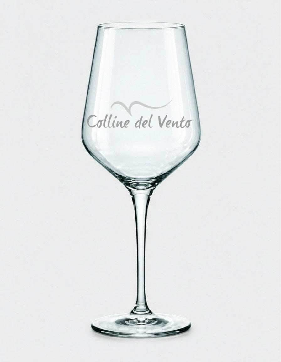 Calice di vino personalizzato con logo Colline del Vento elegante e unico